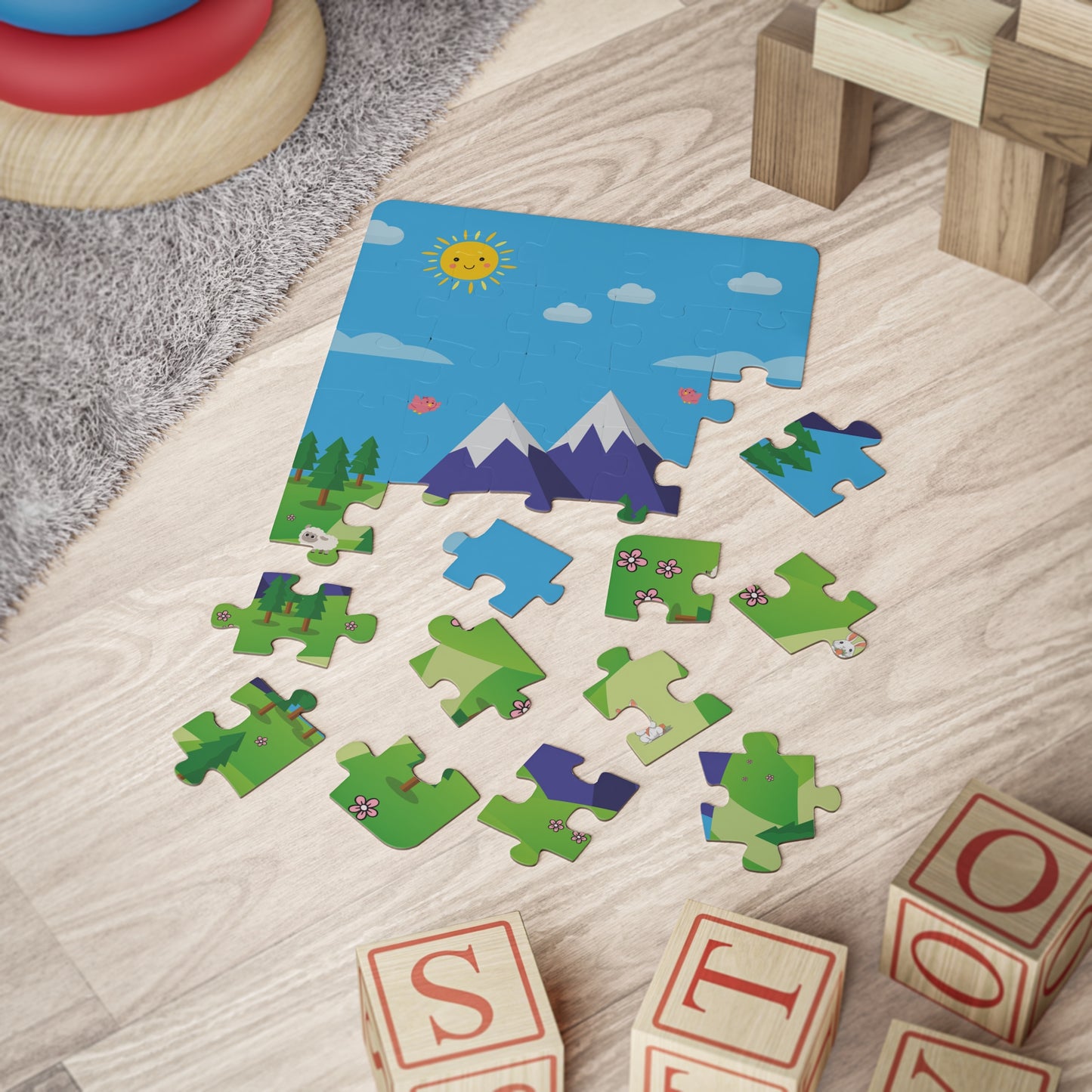 Kids' 30-Piece Puzzle - Fun Mountain Scene for Learning and Play