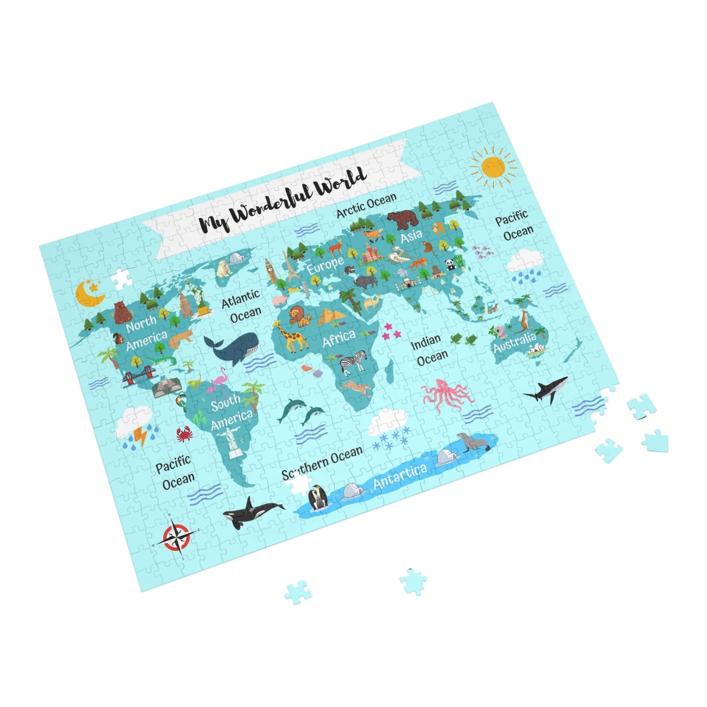 My Wonderful World Puzzle - 500-Piece Educational Map Jigsaw for All Ages