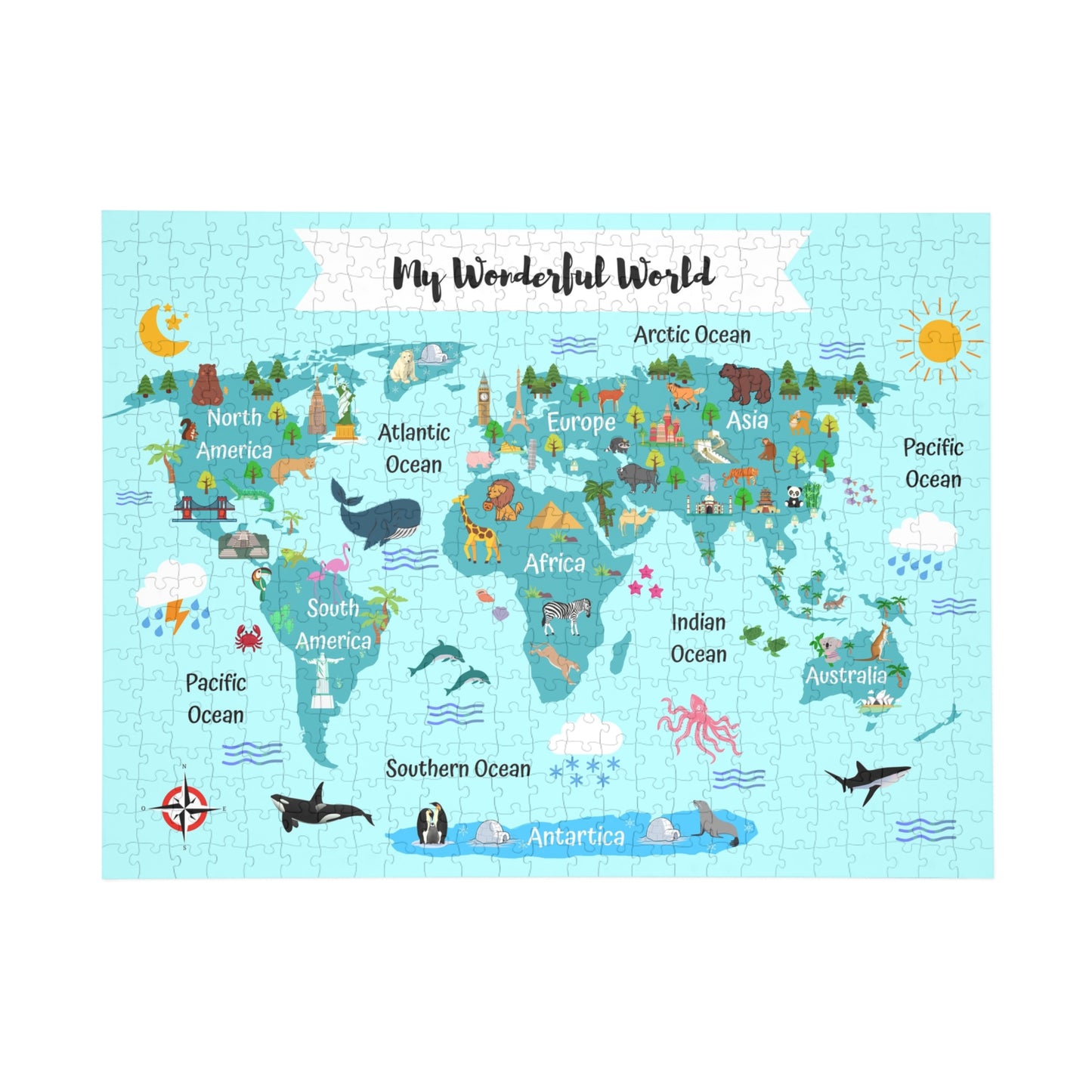 My Wonderful World Puzzle - 500-Piece Educational Map Jigsaw for All Ages