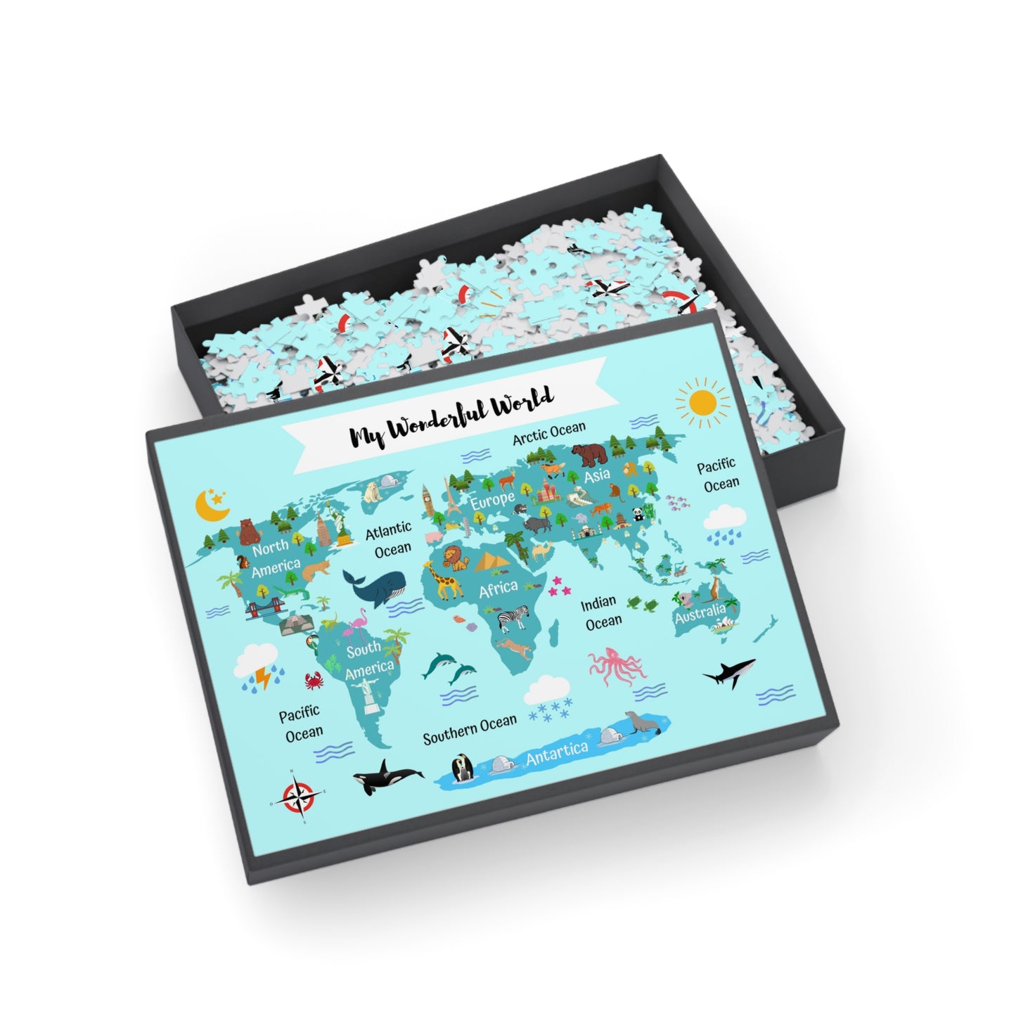 My Wonderful World Puzzle - 500-Piece Educational Map Jigsaw for All Ages